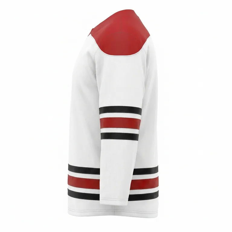 Custom hockey away game jerseys, right side view