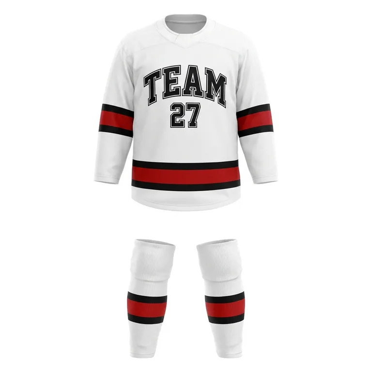 Custom hockey away uniform sets, front view