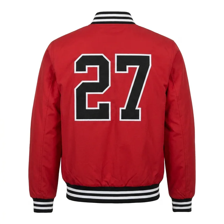 Custom hockey bomber jackets, back view