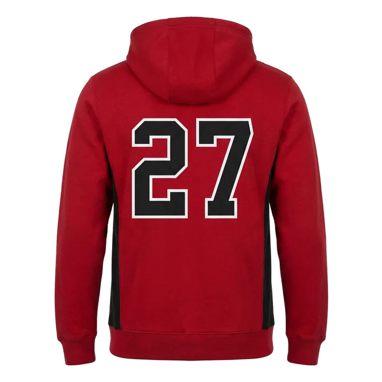 Custom hockey full-zip hooded jackets, back view