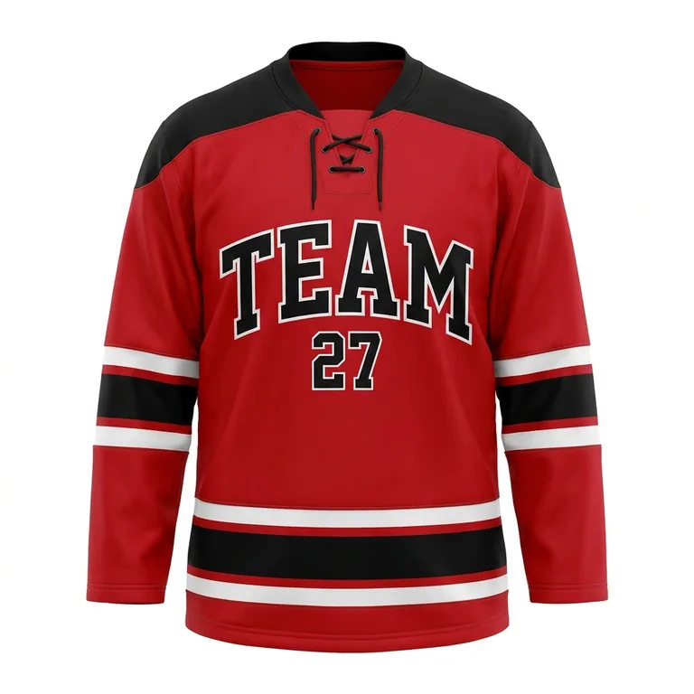 Custom hockey home game jerseys, front view
