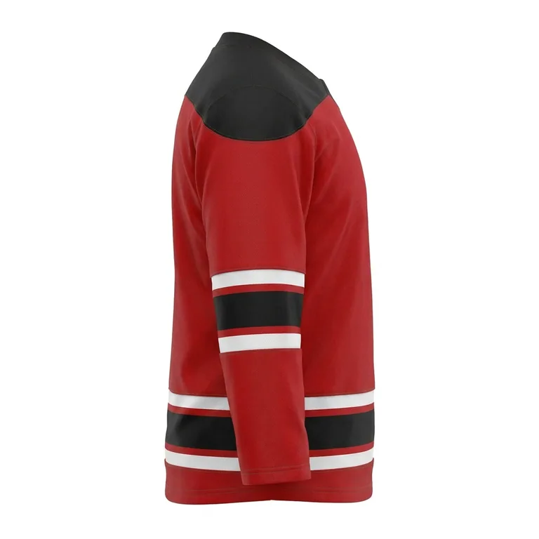 Custom hockey home game jerseys, left side view