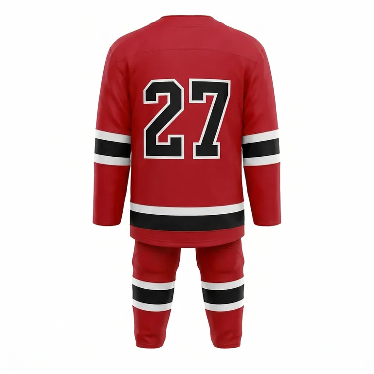 Custom hockey home uniform sets, back view