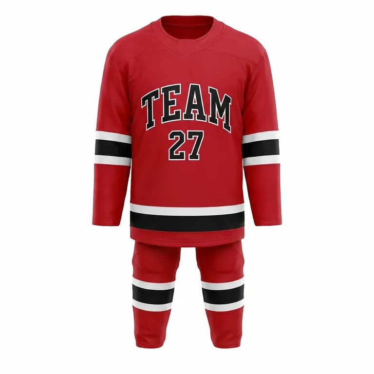 Custom hockey home uniform sets, front view