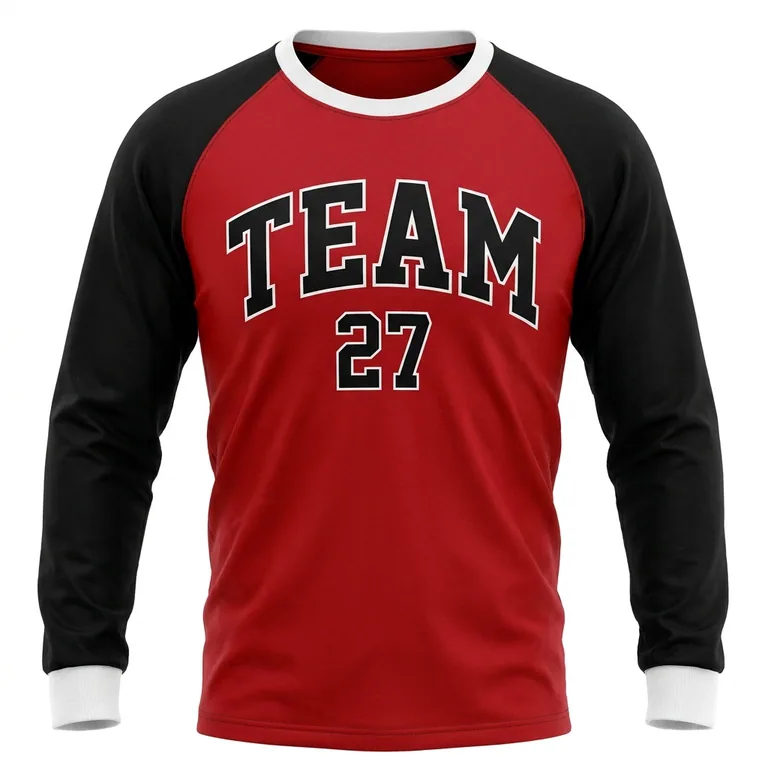 Custom hockey long-sleeve team tees, front view