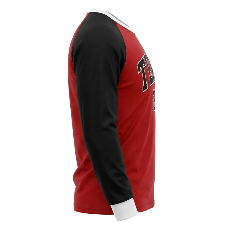 Custom hockey long-sleeve team tees, left side view