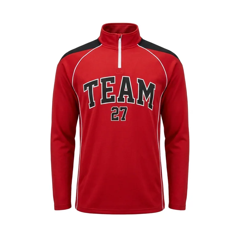 Custom hockey quarter-zip tops, front view