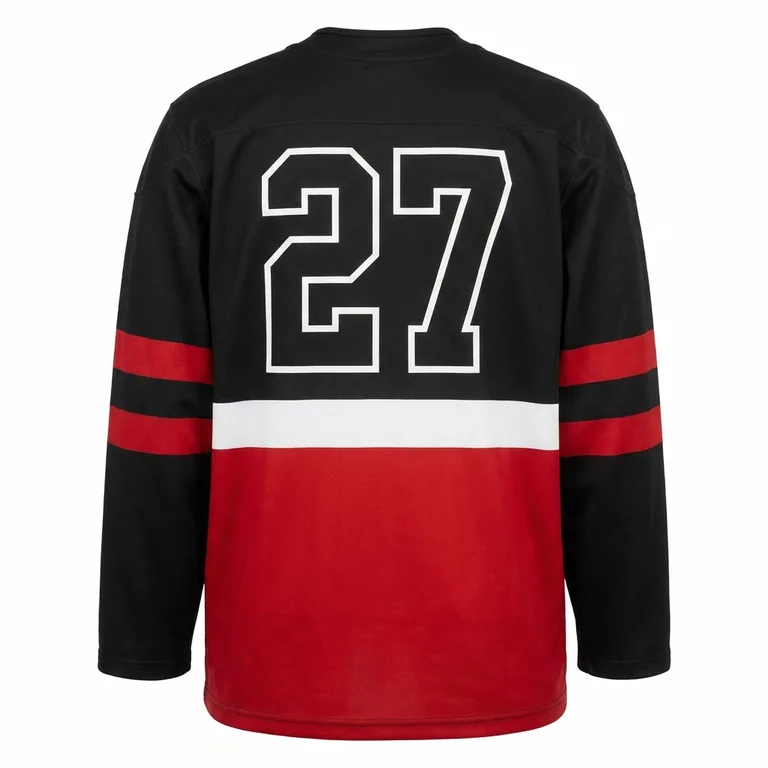Custom hockey two-tone game jerseys, back view
