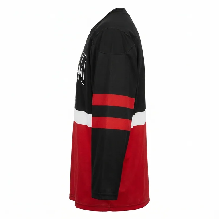 Custom hockey two-tone game jerseys, left side view