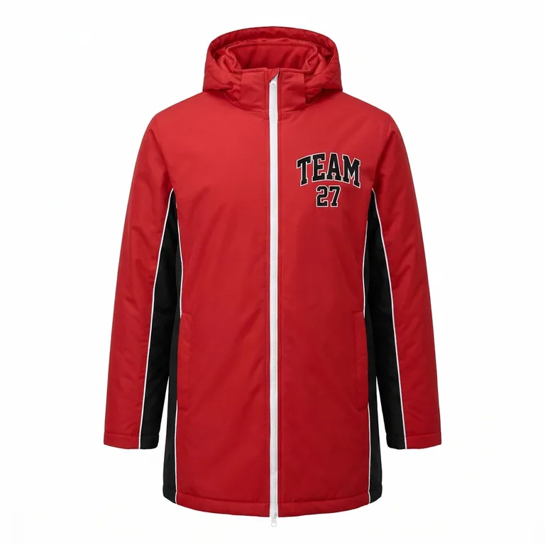 Custom hockey winter parkas, front view