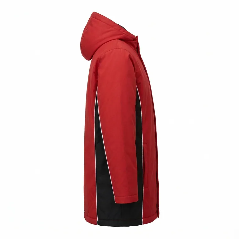 Custom hockey winter parkas, left side view