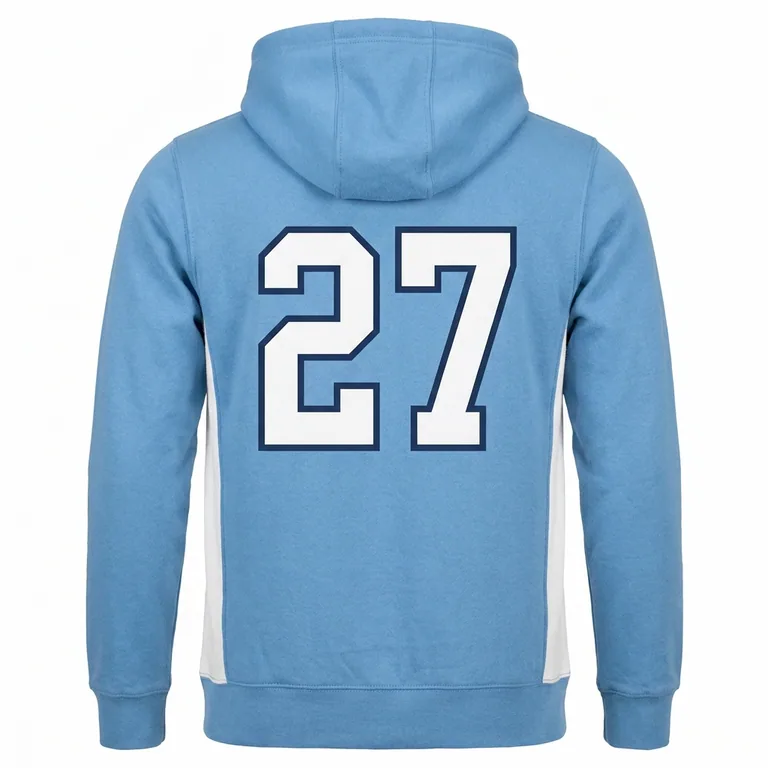 Custom lacrosse full-zip hooded jackets, back view