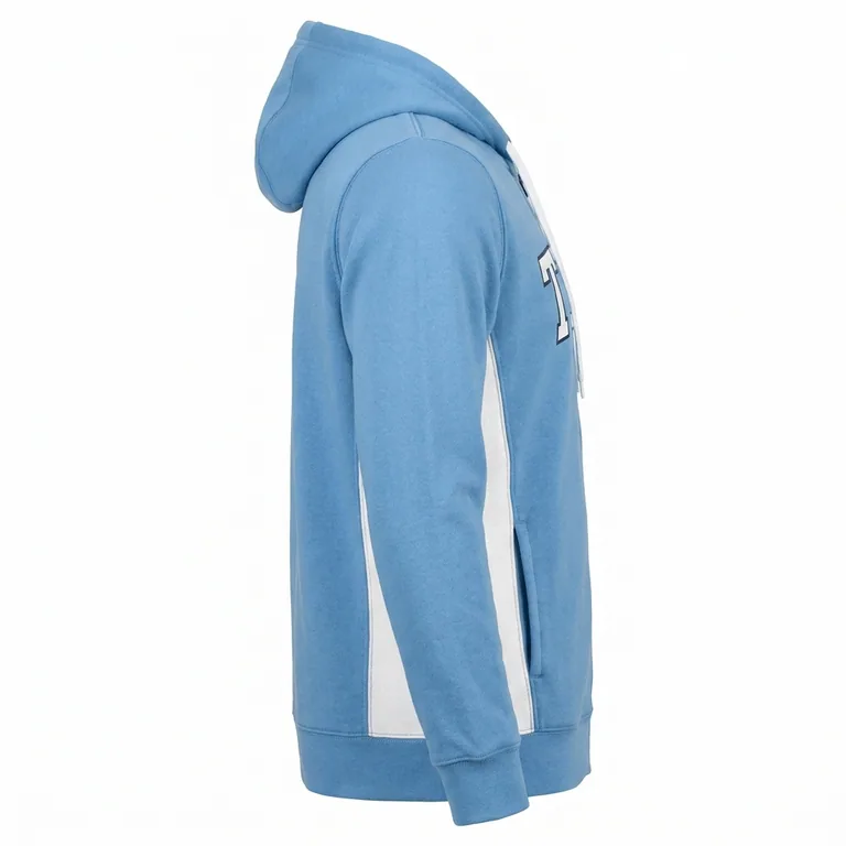 Custom lacrosse full-zip hooded jackets, left side view