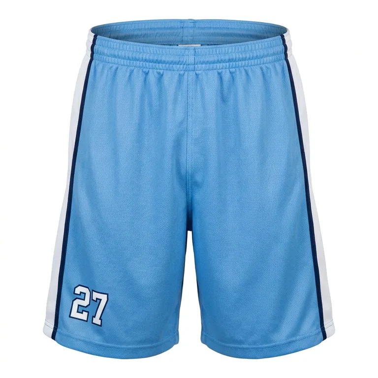 Custom lacrosse game shorts, front view
