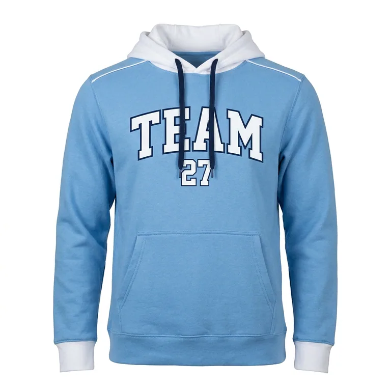 Custom lacrosse hooded pullovers, front view