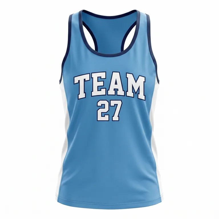 Custom lacrosse racer-back tank tops, front view