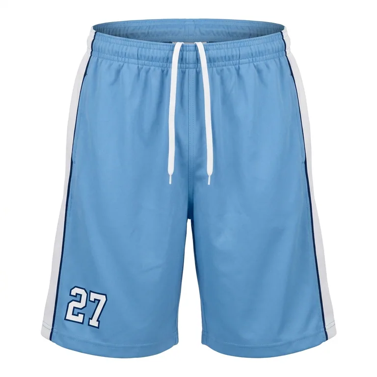 Custom lacrosse training shorts, front view
