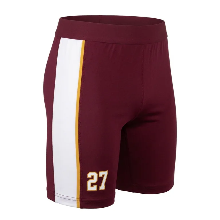 Custom rugby base-layer shorts, left side view