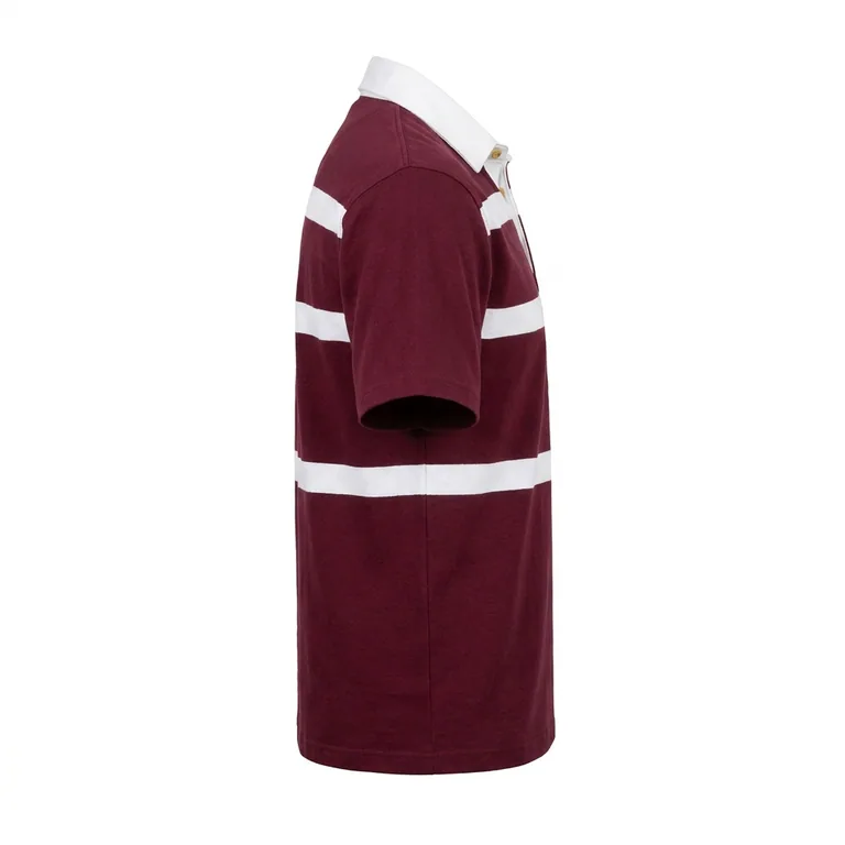 Custom rugby button-collar match jerseys, left side view