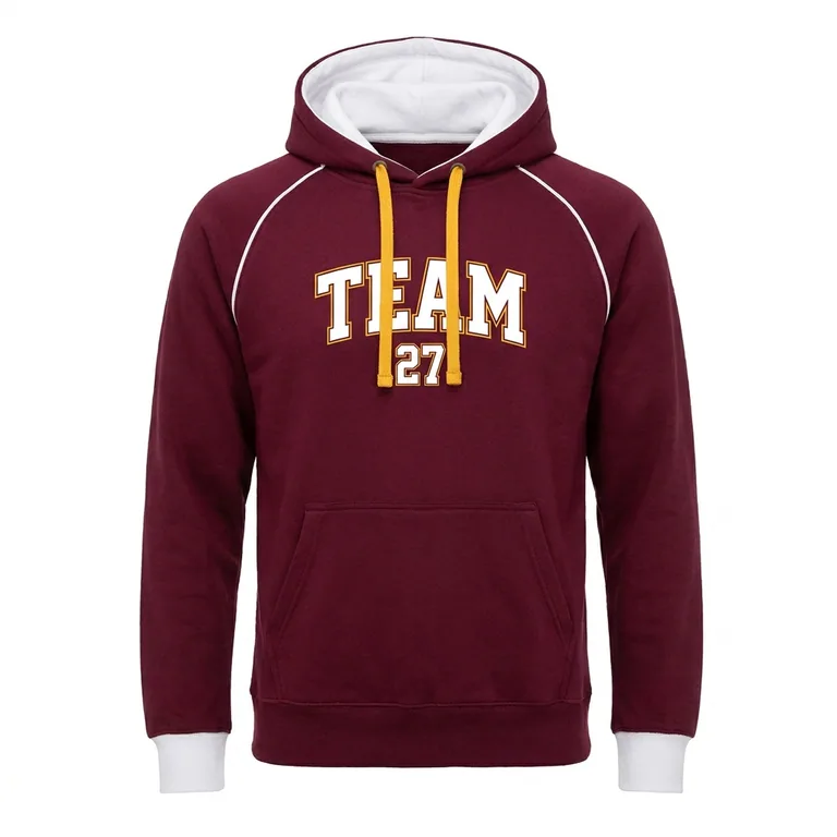 Custom rugby hooded pullovers, front view