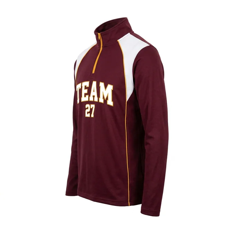 Custom rugby quarter-zip tops, right side view