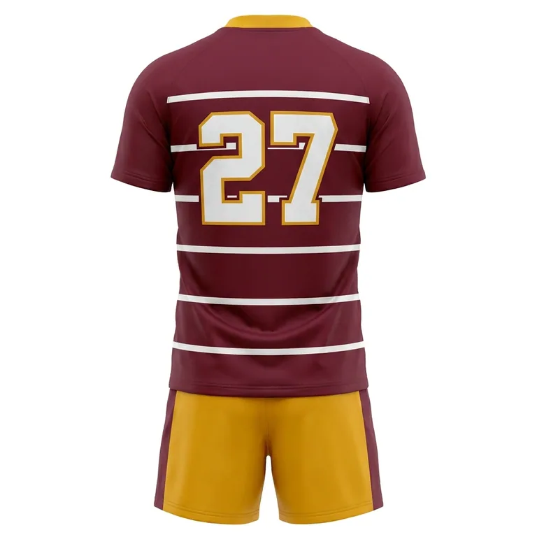 Custom rugby standard match uniforms, back view