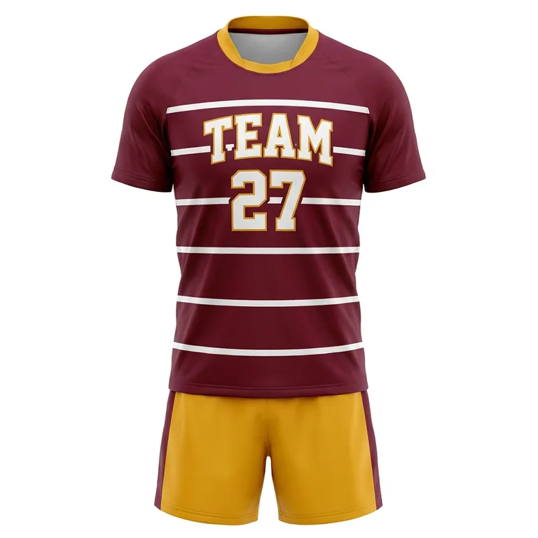Custom rugby standard match uniforms, front view
