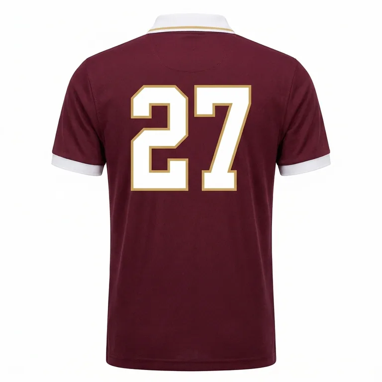 Custom rugby team polos, back view