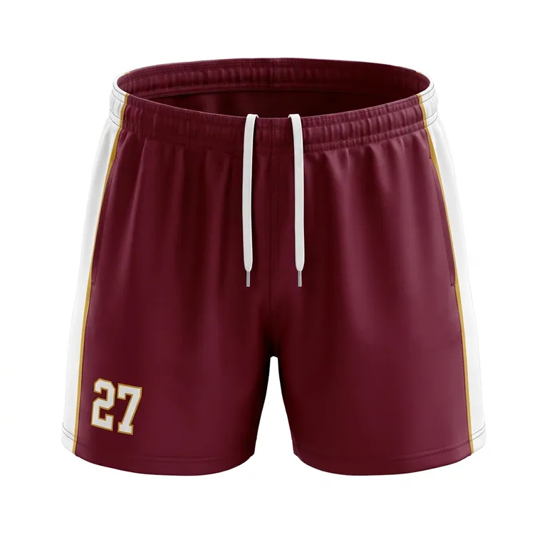 Custom rugby training shorts, front view