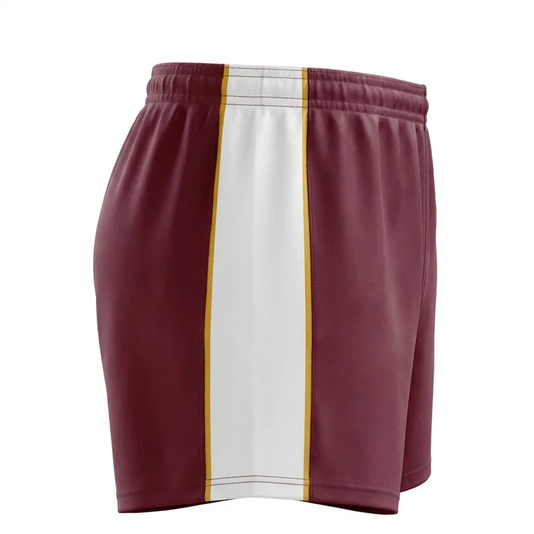Custom rugby training shorts, left side view