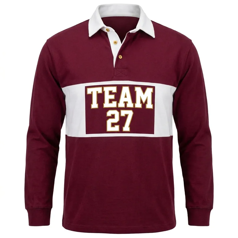 Custom rugby two-button collar jerseys, front view