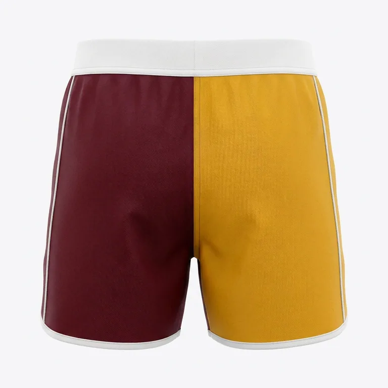 Custom rugby two-tone match shorts, back view