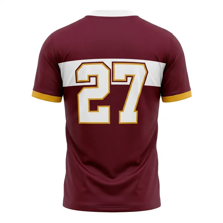 Custom rugby v-neck match jerseys, back view