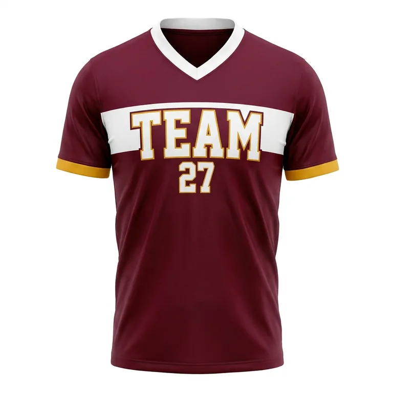 Custom rugby v-neck match jerseys, front view