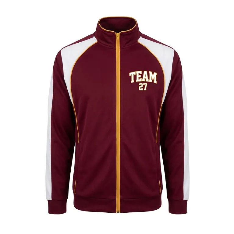 Custom rugby warm-up jackets, front view