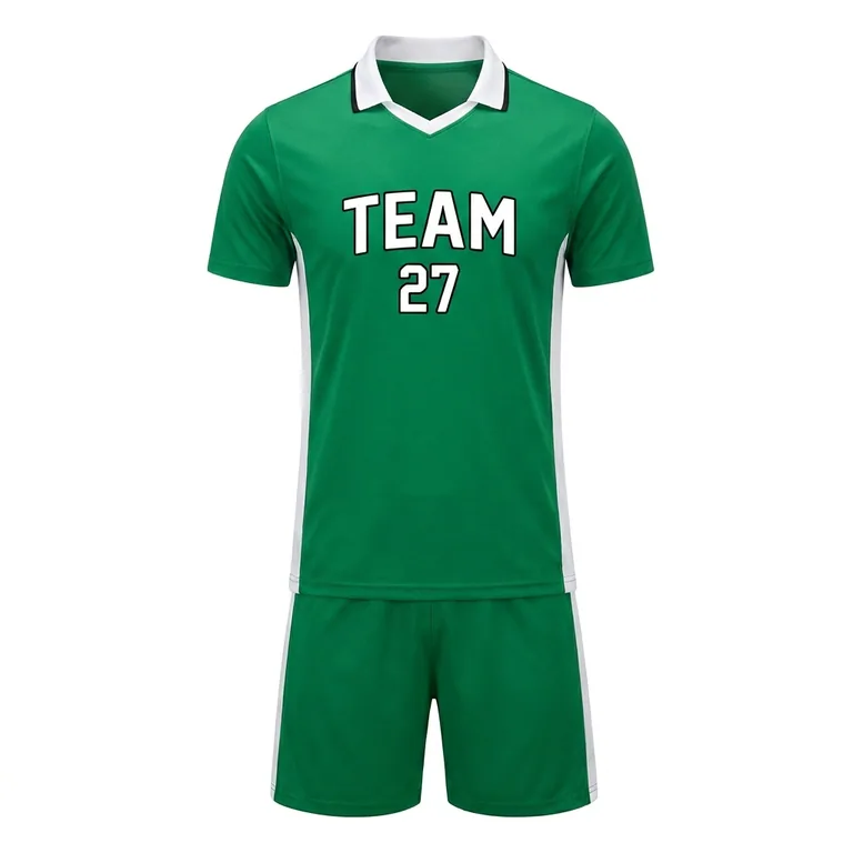 Custom soccer collared match uniforms, front view