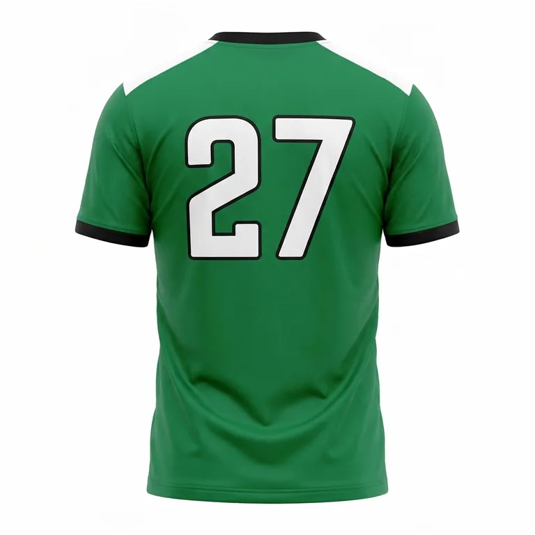 Custom soccer crew-neck match jerseys, back view
