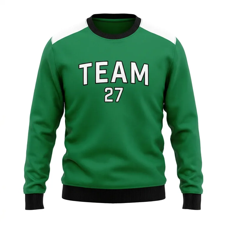 Custom soccer crew-neck team sweatshirts, front view