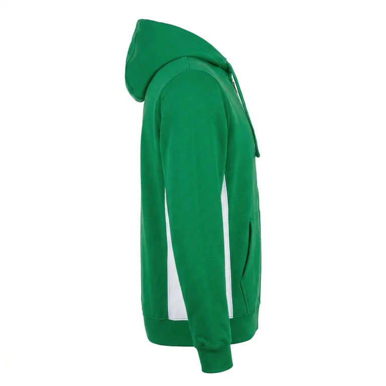 Custom soccer full-zip hooded jackets, left side view