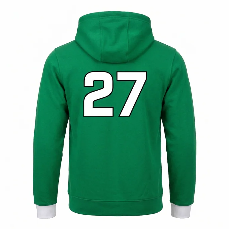 Custom soccer hooded pullovers, back view