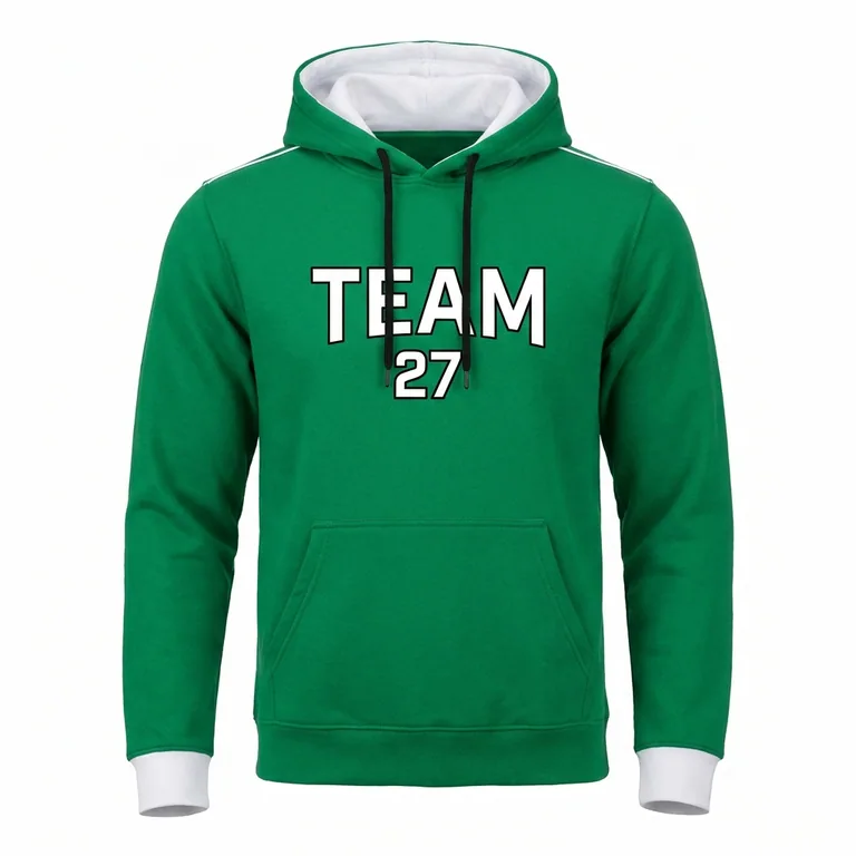 Custom soccer hooded pullovers, front view