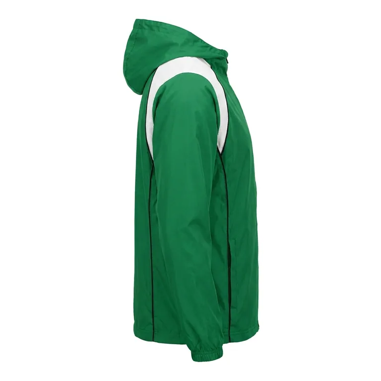 Custom soccer lightweight rain jackets, left side view