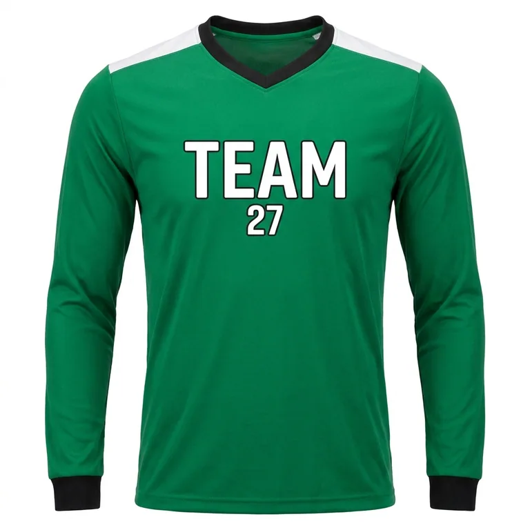 Custom soccer long-sleeve training shirts, front view
