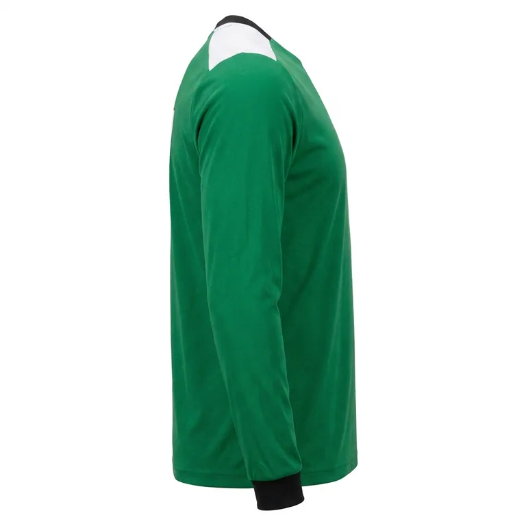 Custom soccer long-sleeve training shirts, left side view