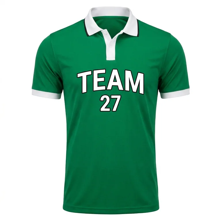 Custom soccer polo-style match jerseys, front view