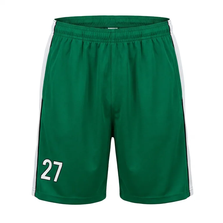 Custom soccer training shorts, front view