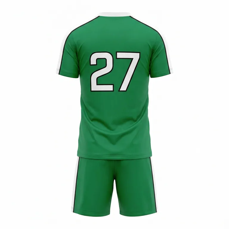 Custom soccer v-neck match uniforms, back view