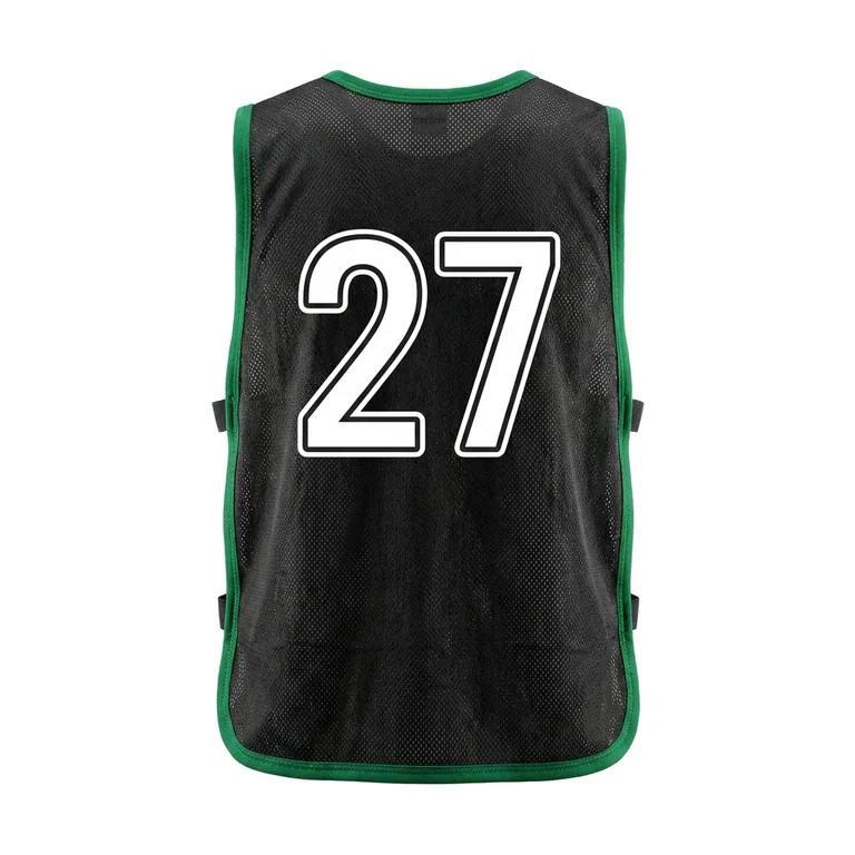 Custom soccer warm-up bibs, back view