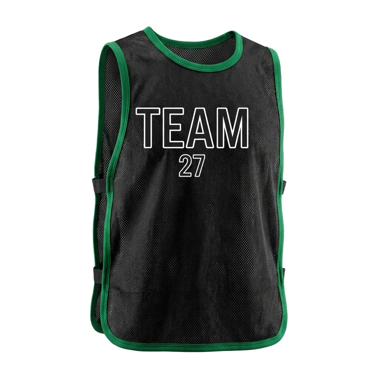 Custom soccer warm-up bibs, front view
