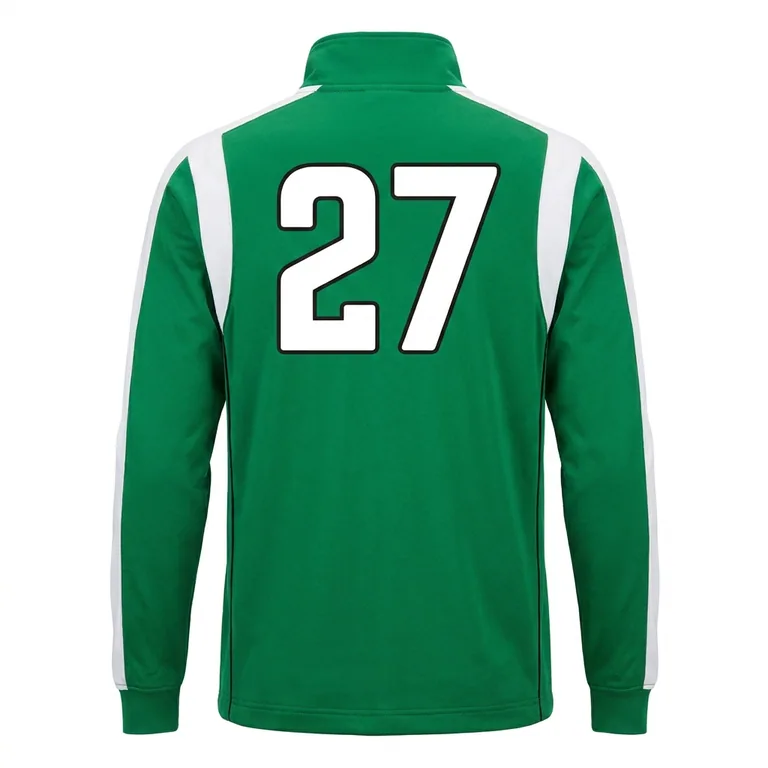 Custom soccer warm-up jackets, back view